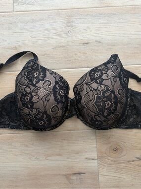 Motherhood Black Lace Underwire Bra with Nude Lining